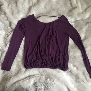 Free People Long Sleeve Purple Open Back Top XS